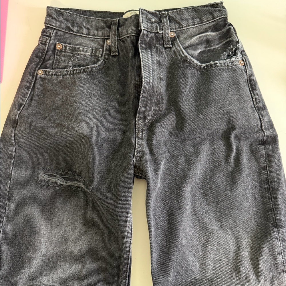Free People Gray Straight Leg Jeans
